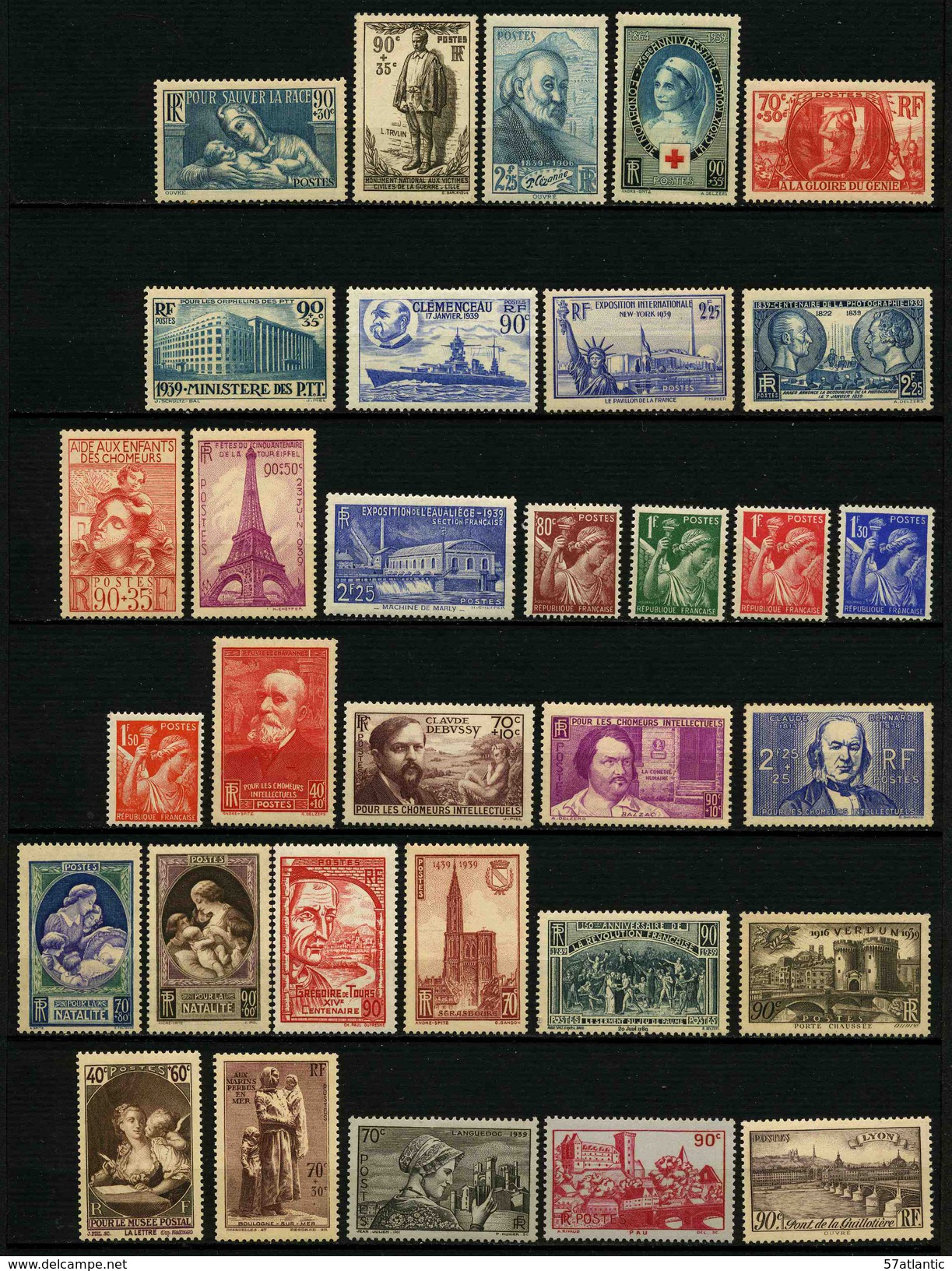 FRANCE - ANNEE COMPLETE 1939 - YT 419 à 450 ** - 32 TIMBRES NEUFS ** - 1940-1949