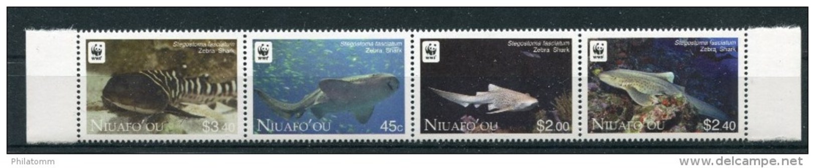 WWF - Tongo Niuafo`ou - Mi.Nr. 441 / 444 - "Zebrahai" ** / MNH (Jahr 2012) - Unused Stamps