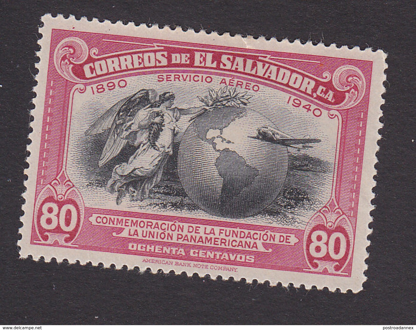 El Salvador, Scott #C72, Mint Hinged, Map Of Americas, Issued 1940 - Salvador