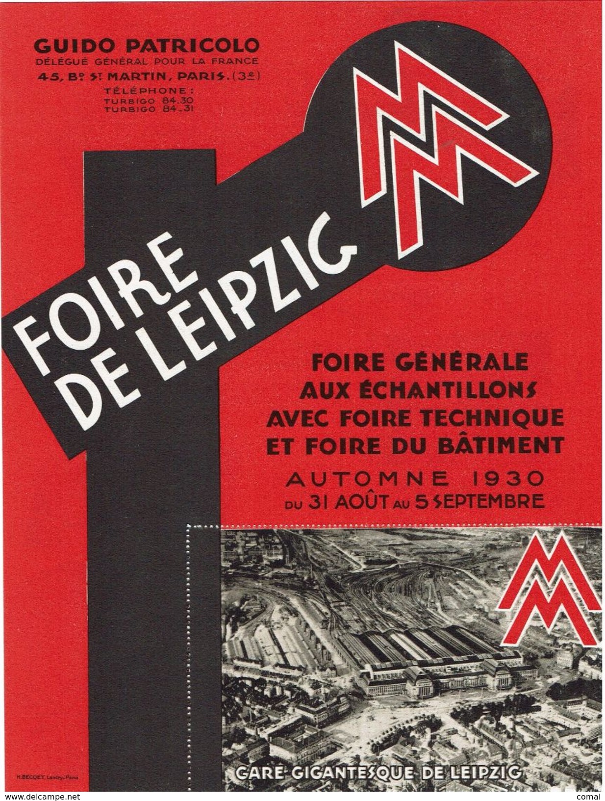 Publicité: Foire Internationale De LEIPZIG - 1930 - Avec CP De La Gare - - Advertising