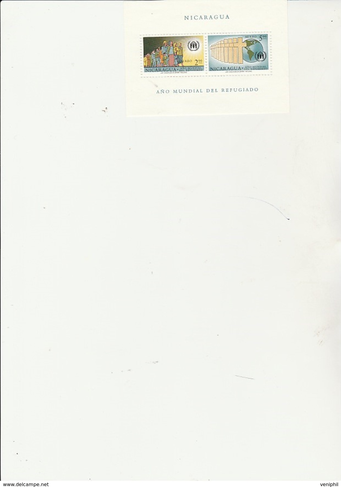 NICARAGUA  - BLOC FEUILLET N° 95 -ANNEE MONDIALE DU REFUGIE - ANNEE 1961 - Nicaragua