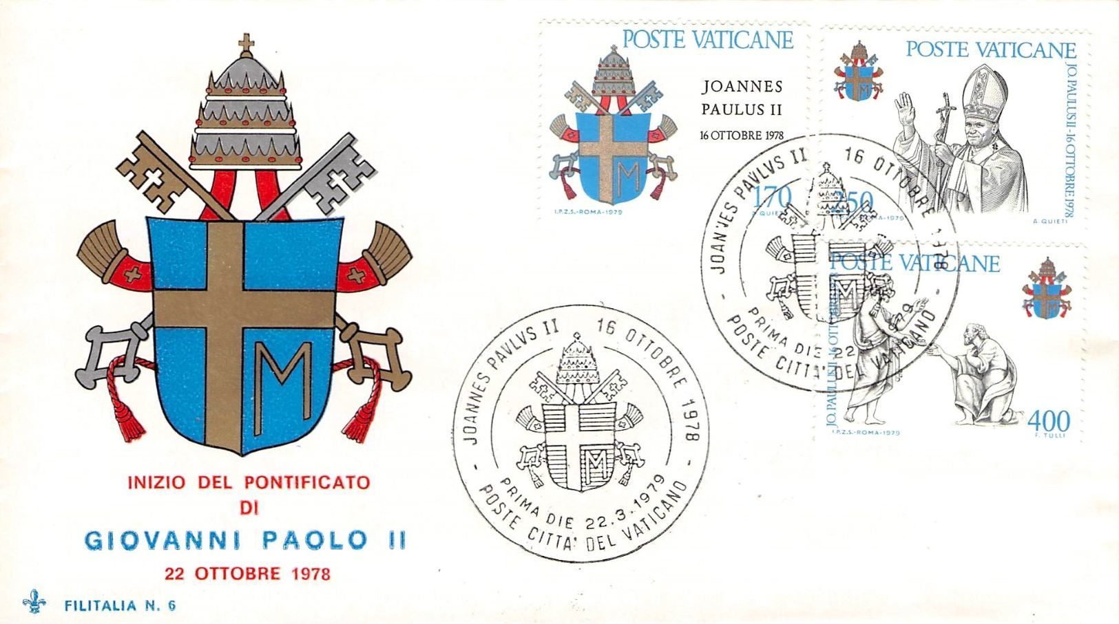 VATICAN - FDC 1979 GIOVANNI PAOLO II Mi #736-738 - FDC