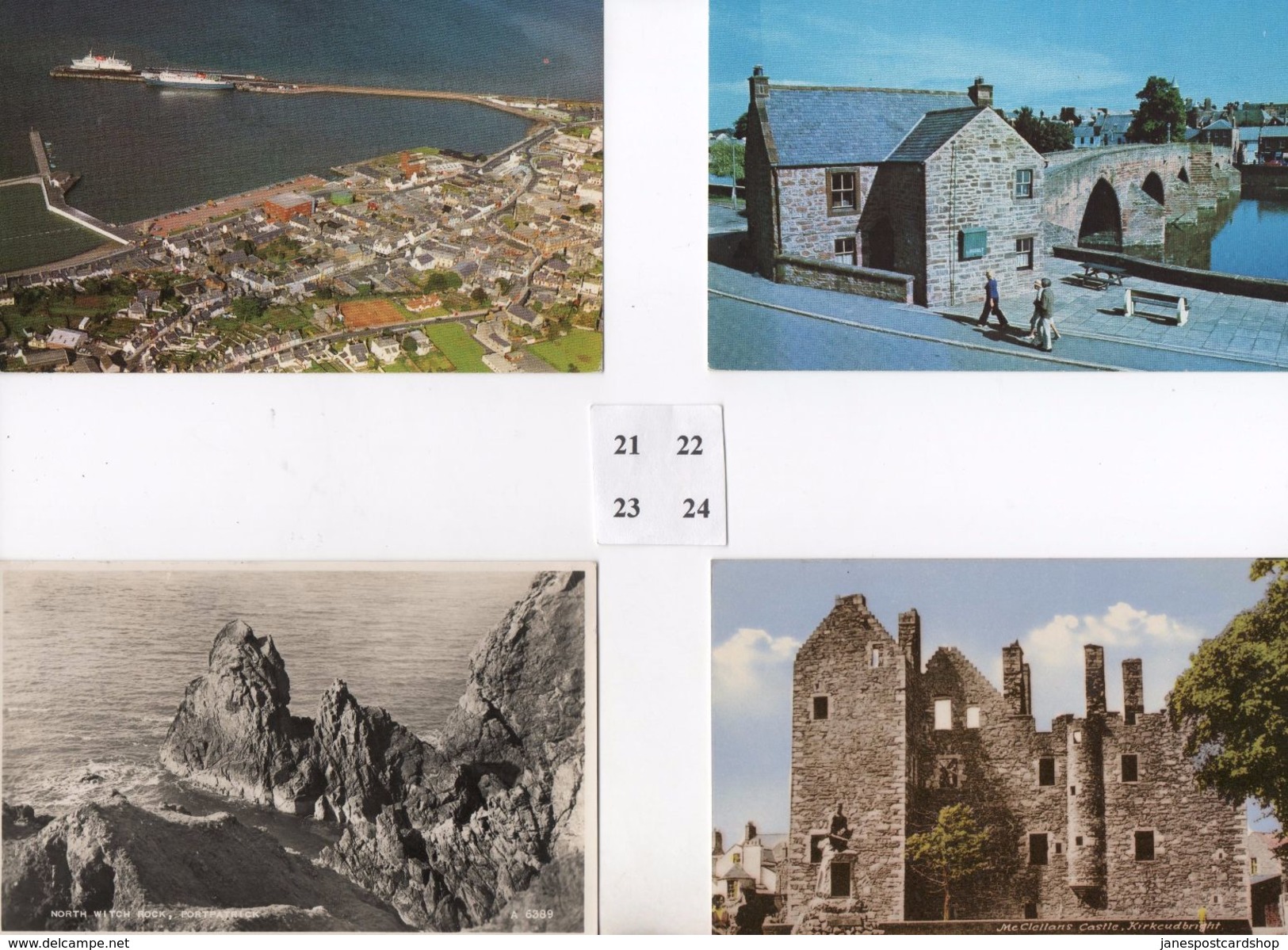 4 POSTCARDS OF DUMFRIES AREA - MCCLELLANS  CASTLE KIRKUDBRIGHT  - NORTH WITCH ROCK PORTPATRICK - DUMFRIES, STRANRAER - Dumfriesshire