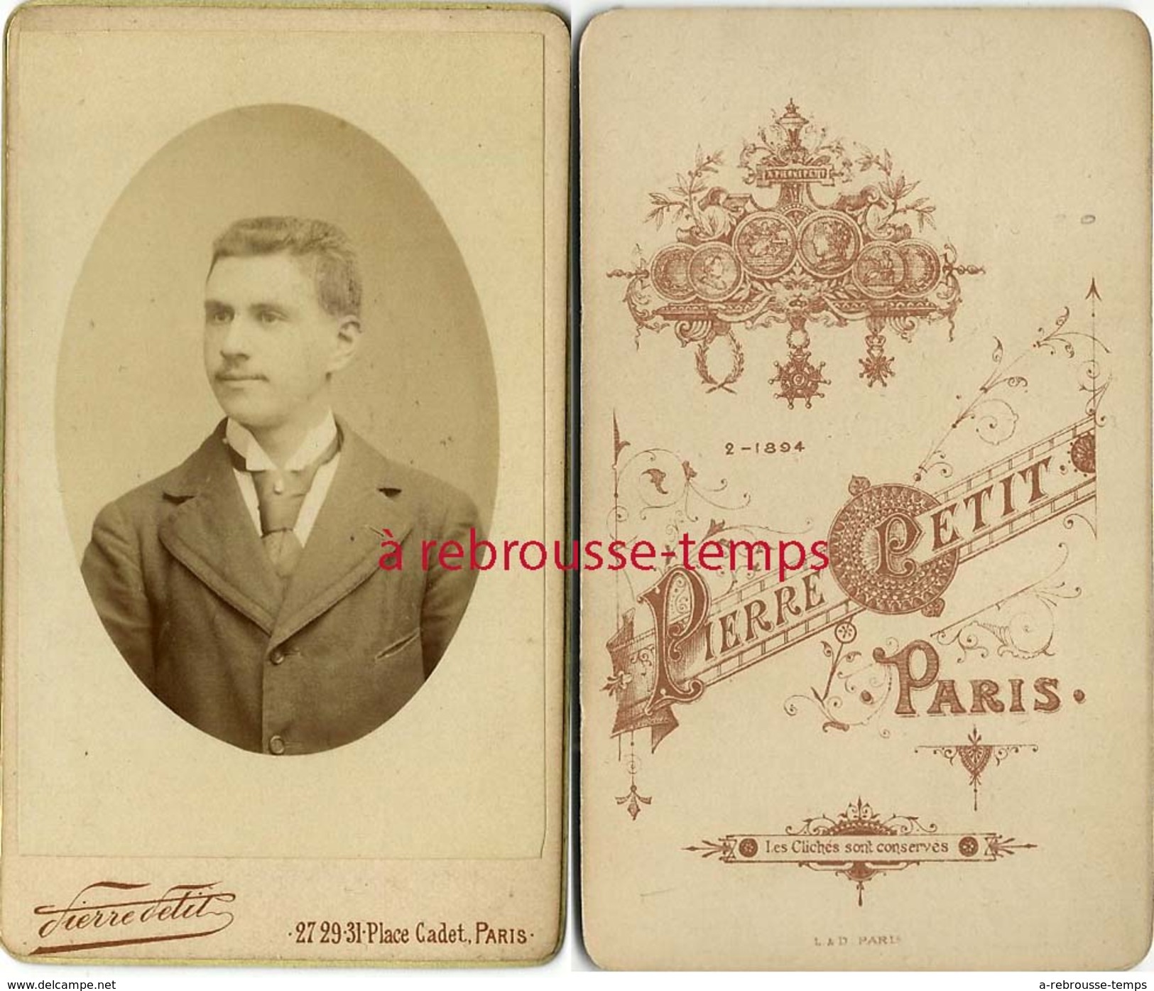 CDV Beau Jeune Homme-mode Des Gros Noeuds De Cravate-photo Pierre Petit Paris - Anciennes (Av. 1900)