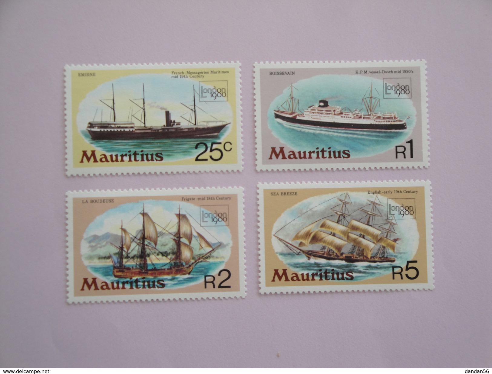 1980 Maurice Yvert 506/9 ** Bateaux Ships Scott 498/01  Michel 494/7  SG 592/5 Expo London - Mauricio (1968-...)