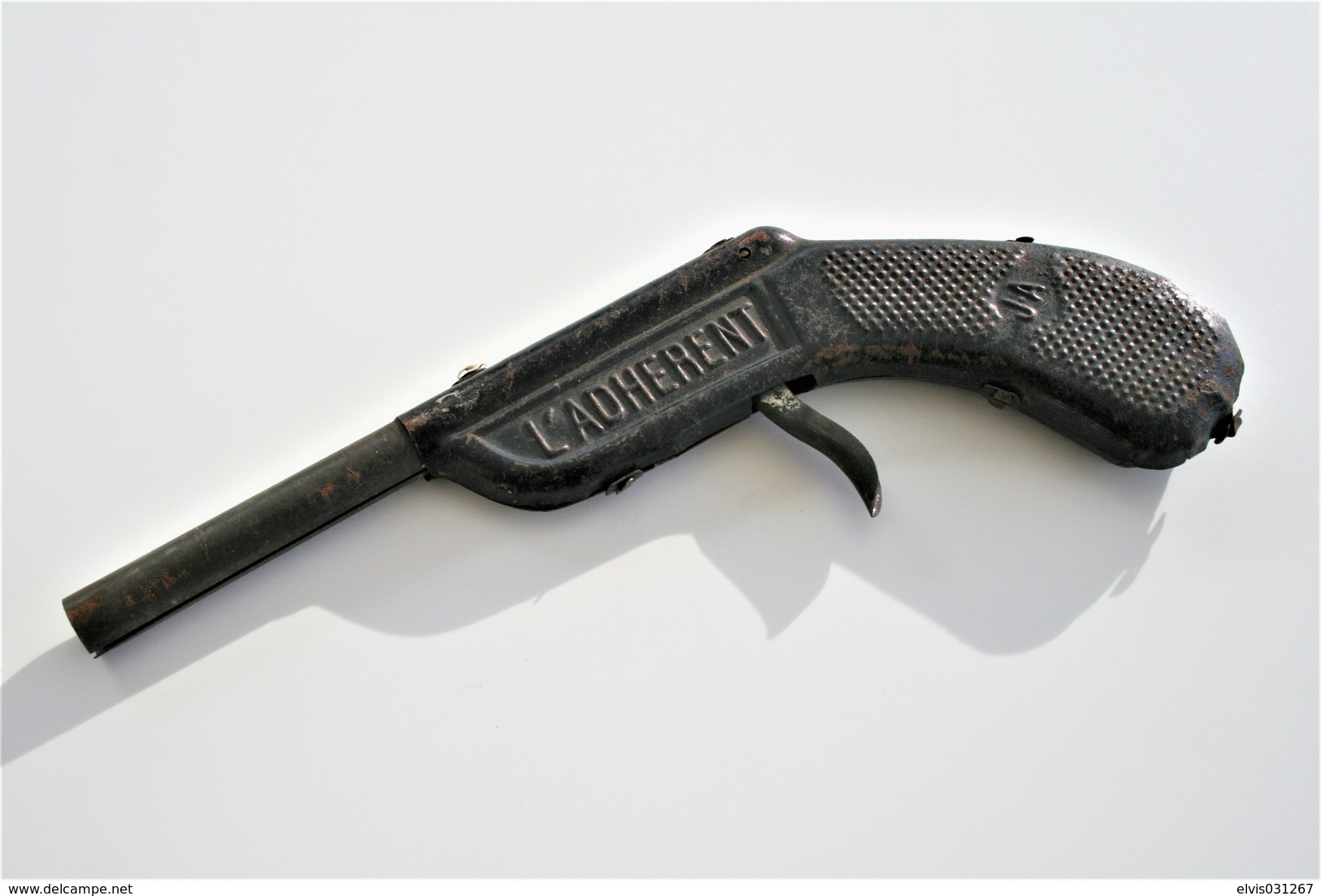 Vintage TOY GUN : J.A L'ADHERENT - L=17cm - 1930s - Keywords : Cap Gun - Cork Gun - Rifle - Revolver - Pistol - Tin - Armas De Colección