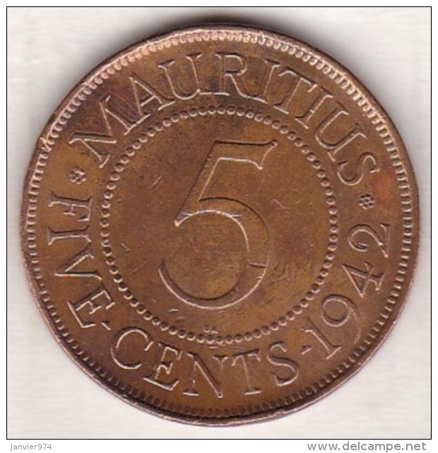 Ile Maurice , 5 Cents 1942 , George VI - Maurice