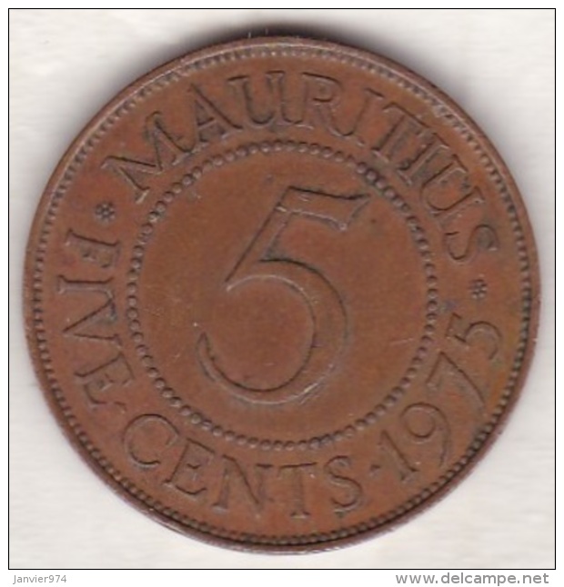 Ile Maurice , 5 Cents 1975 , Elizabeth II - Maurice