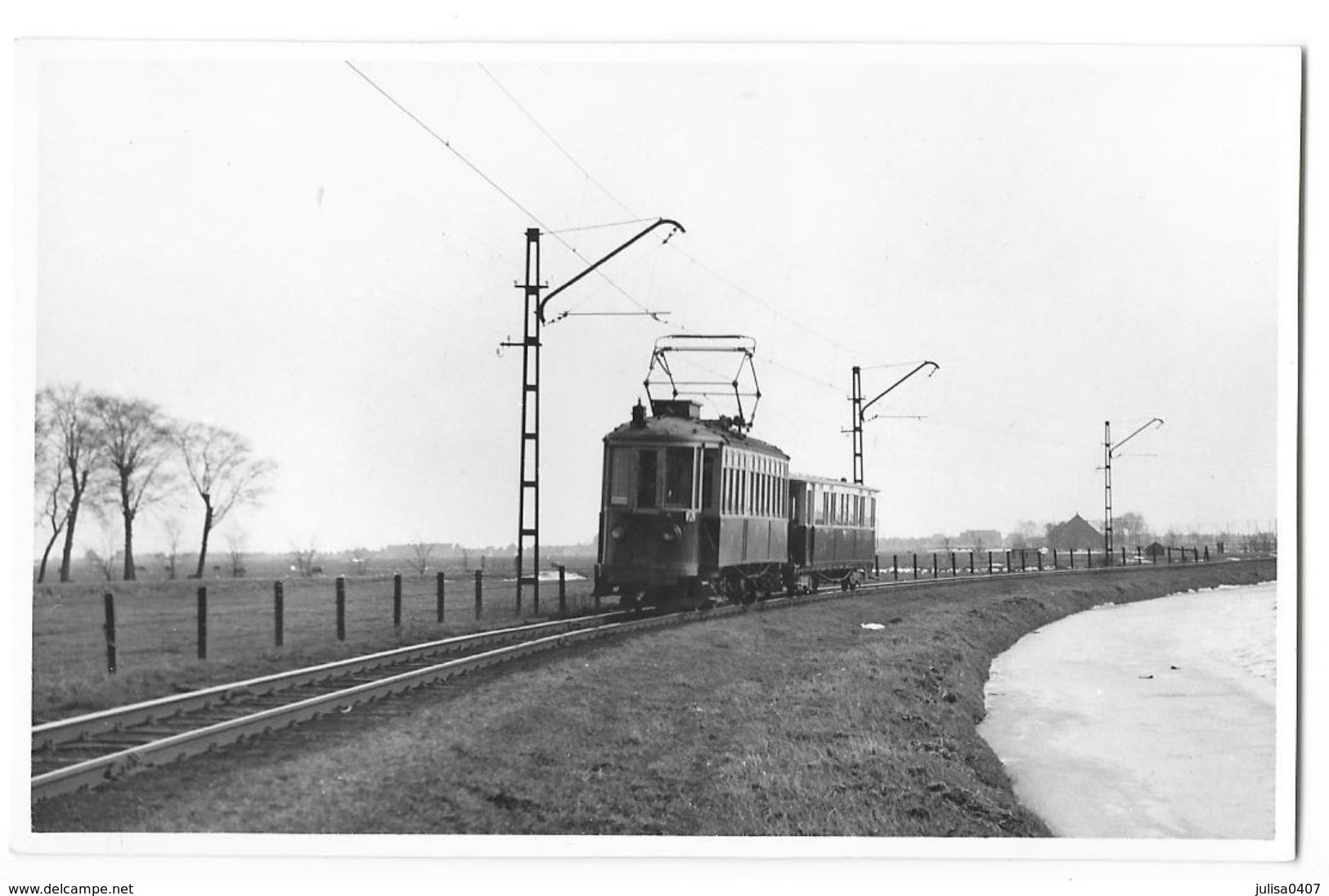 EDAM Environs (Pays Bas)  Carte Photo Tramway électrique Volendam Amsterdam 1955 - Edam