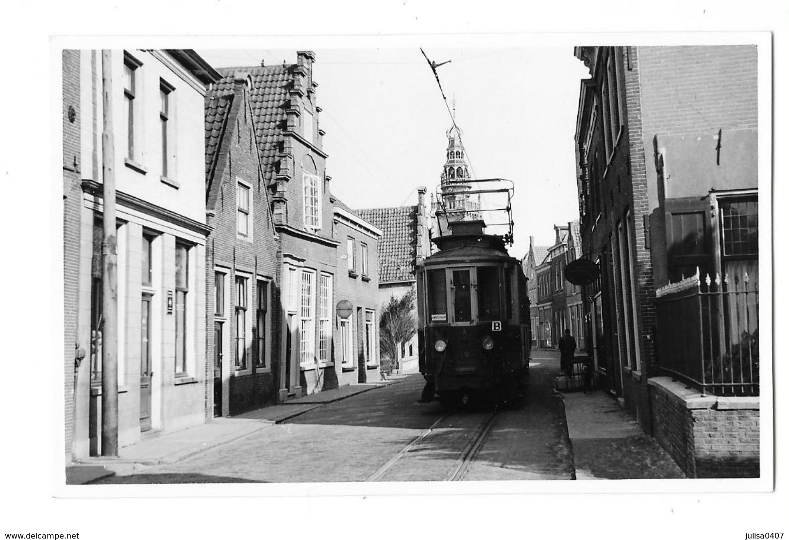 MONNIKENDAM (Pays Bas) Carte Photo Tramway électrique Ligne Volendam Amsterdam 1955 - Autres & Non Classés