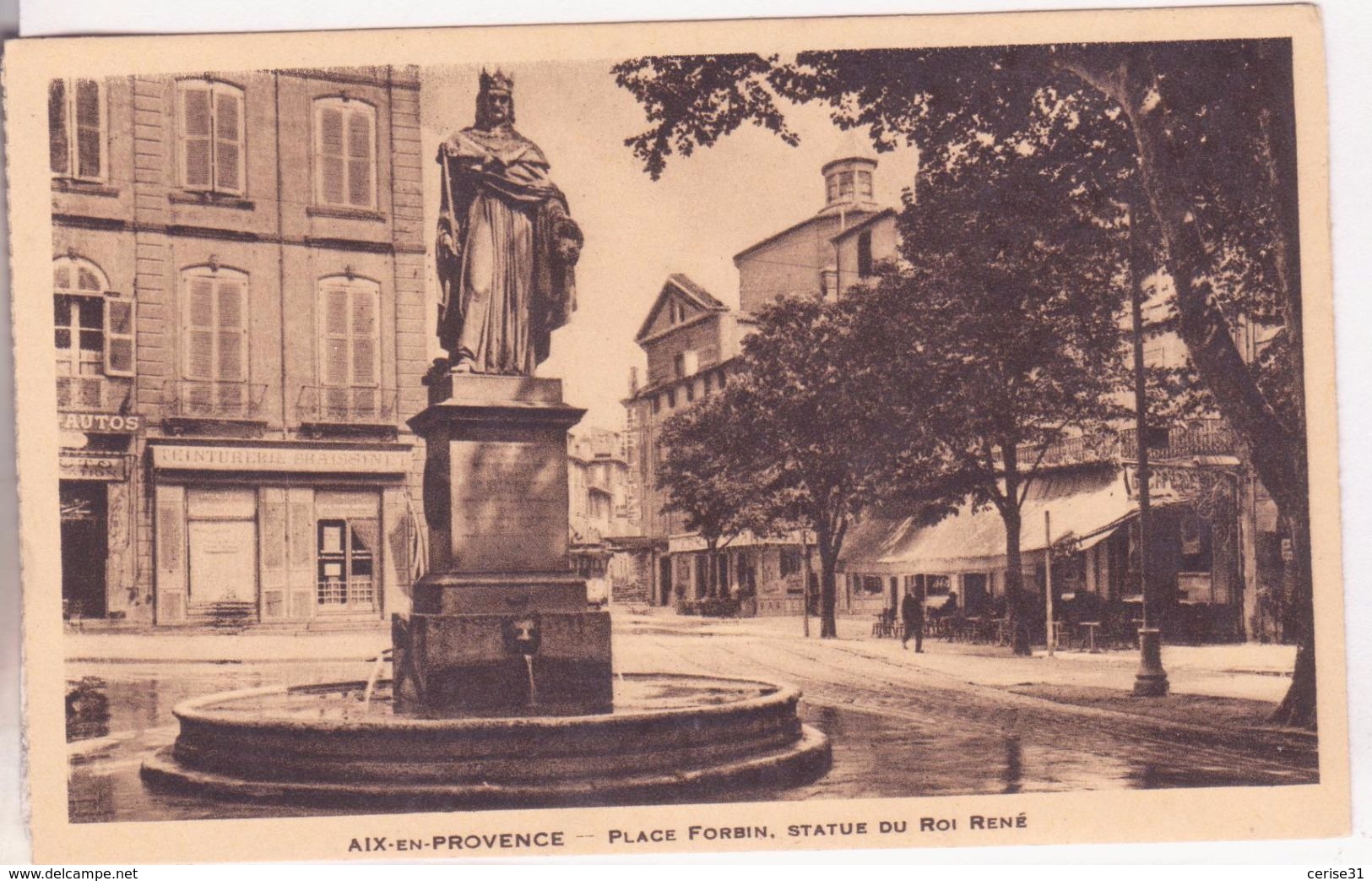 CPA -  AIX EN PROVENCE - Place Forbin, Statue Du Roi René - Aix En Provence