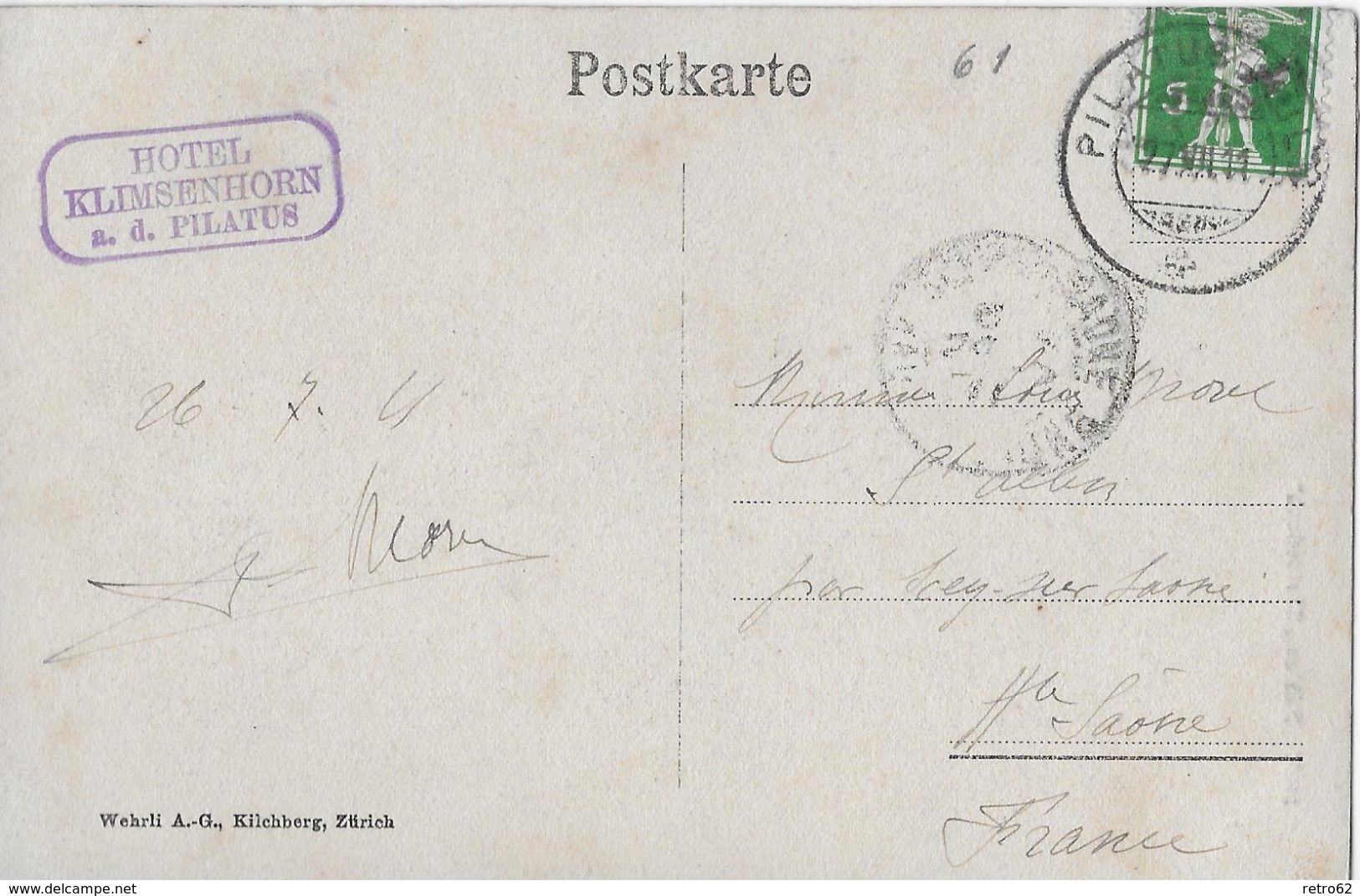 PILATUS "CHRIESILOCH" &rarr; Seltene Karte Anno 1911  &#x25BA;Stempel Hotel Klimsenhorn&#x25C4; - Other & Unclassified