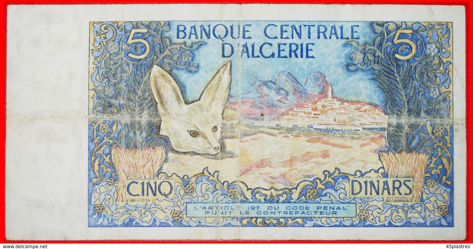 § FOX: ALGERIA &#x2605; 5 DINARS 1970! LOW START&#x2605; NO RESERVE! - Algerien