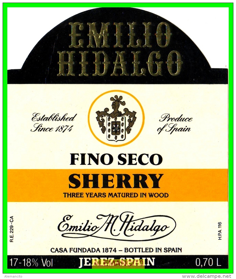 ETIQUETA  BODEGAS  EMILIO HIDALGO   JEREZ DE LA FRONTERA - Otros & Sin Clasificación