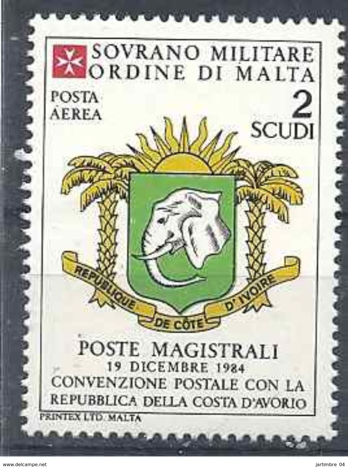 1984 ORDRE MALTE PA 16 ** Armoirie Côte D'Ivoire , Issu De Paire - Malte (Ordre De)
