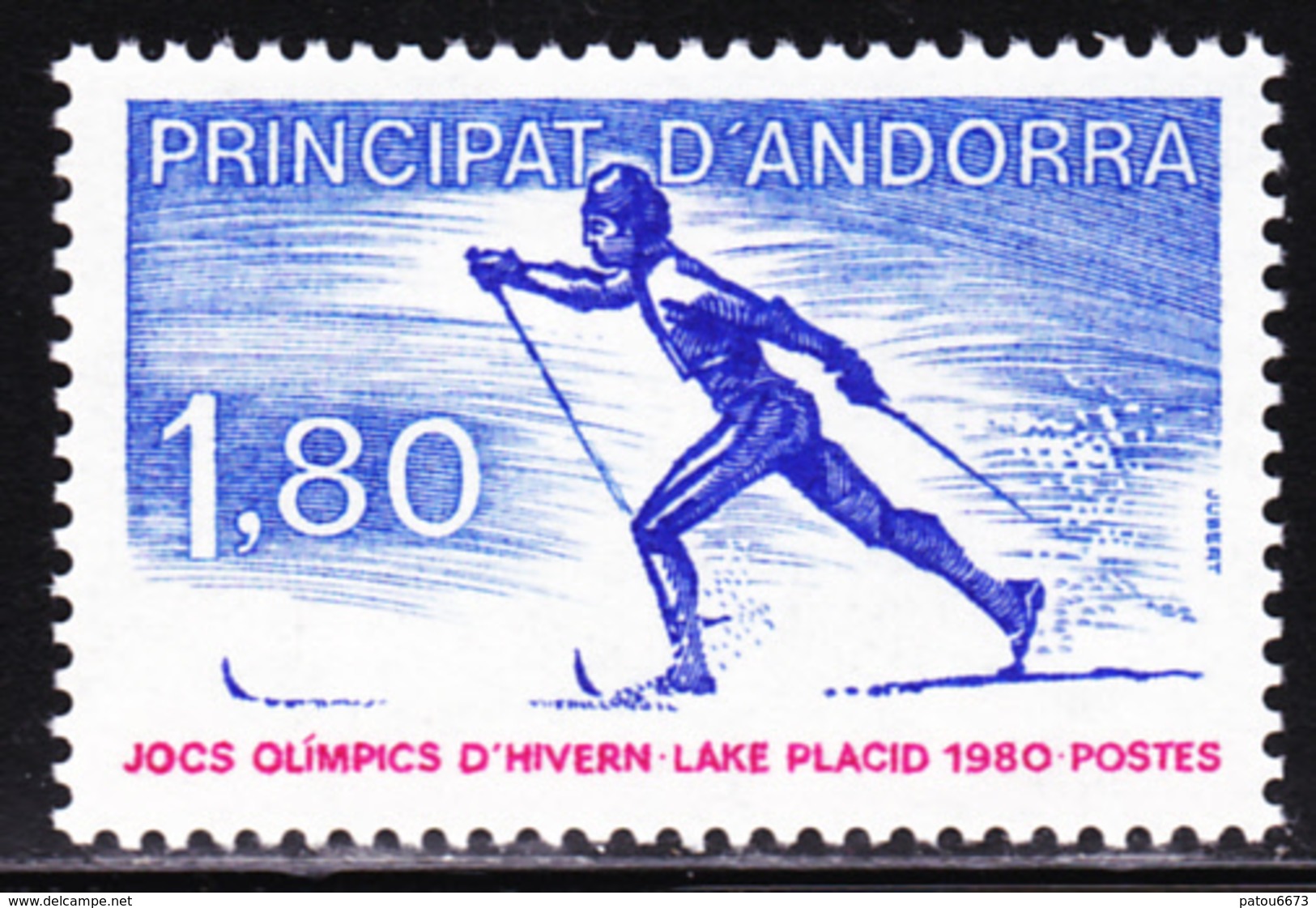 ANDORRA Andorre 1980 JO Olympic Games Salt Lake Placid Skiing (Yv 283 ; Mi 304 ) MNH** Luxe 2.65$ - Hiver 2002: Salt Lake City