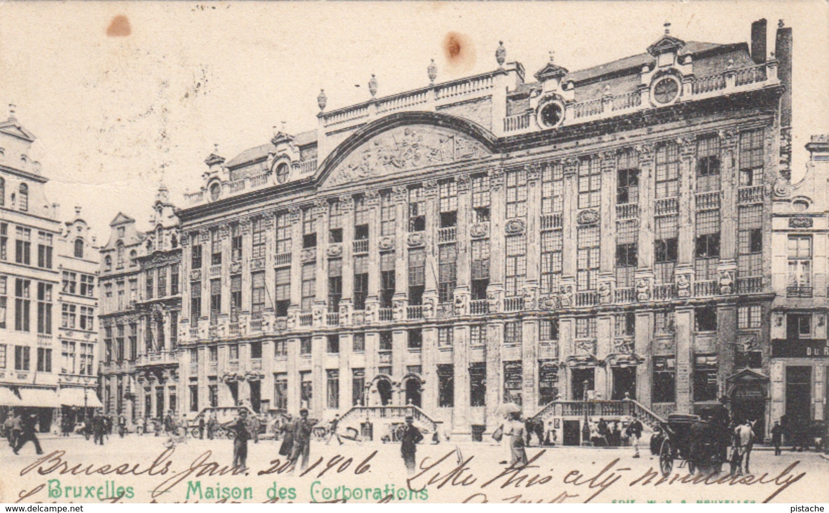 Vintage 1906 - Bruxelles Belgique Belgium - Maison Des Corporations - 2 Scans - Monuments