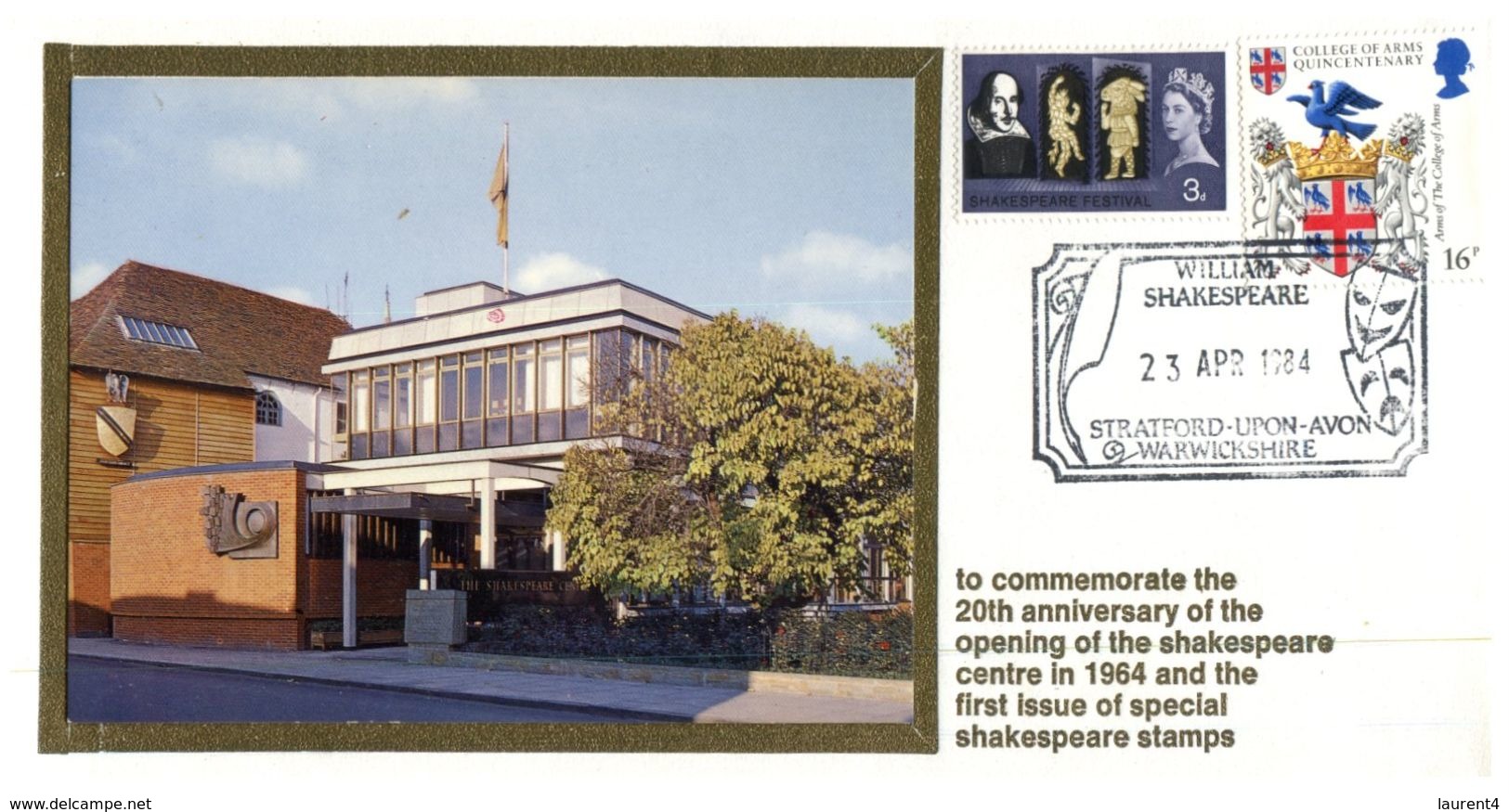 (567)  UK FDC Cover - 1984 - Shakespeare Centre - 1981-1990 Decimal Issues