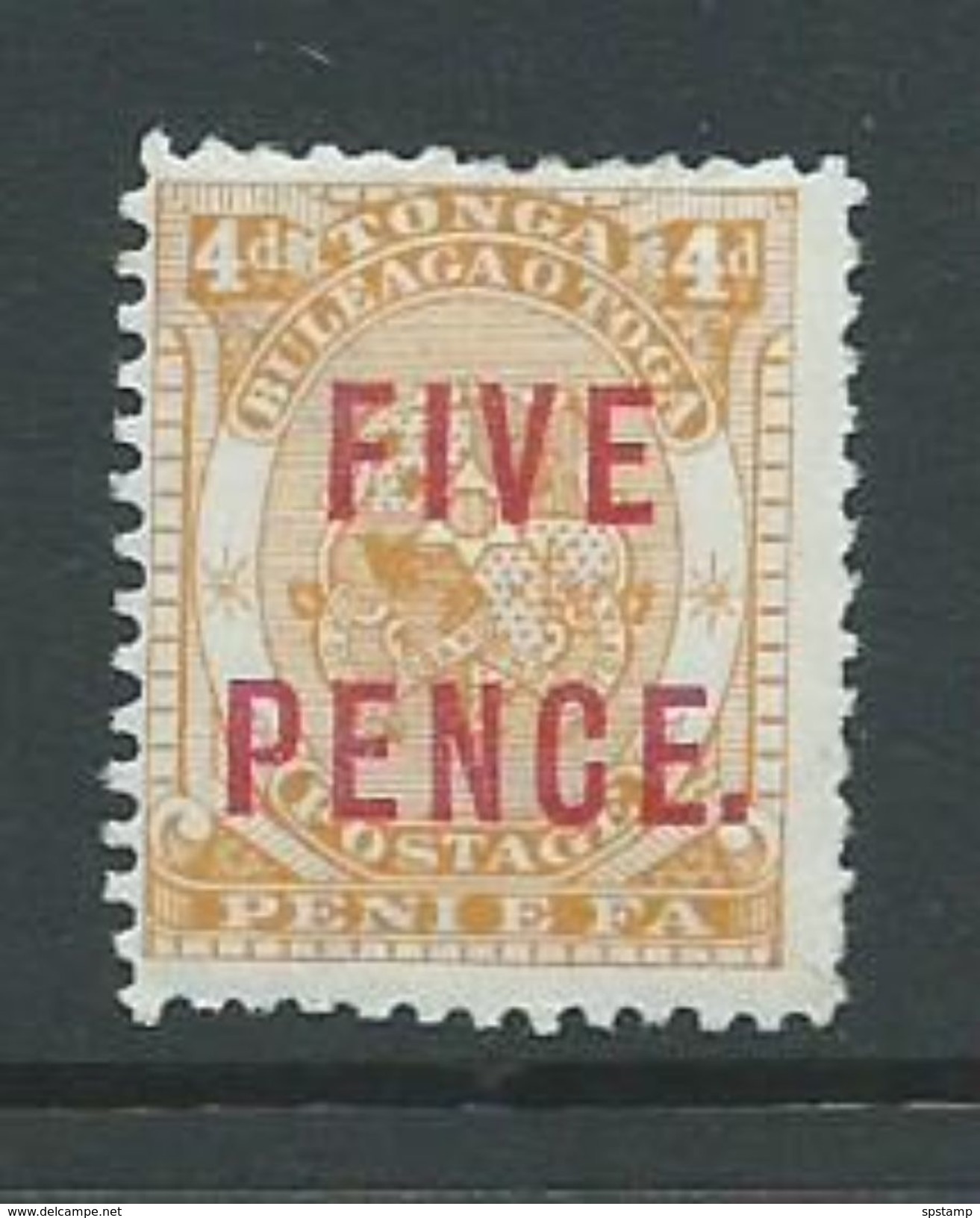 Tonga 1893 5d Surcharge On 4d Coat Of Arms Fresh Mint - Tonga (...-1970)