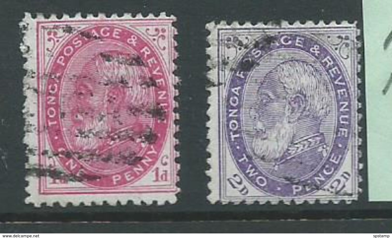 Tonga 1886 1d & 2d King George I Perf 12.5 FU - Tonga (...-1970)