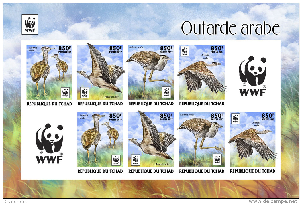 CHAD 2017 ** WWF Outarde Arabe Birds Vögel Oiseaux M/S II - IMPERFORATED - DH1736 - Other & Unclassified