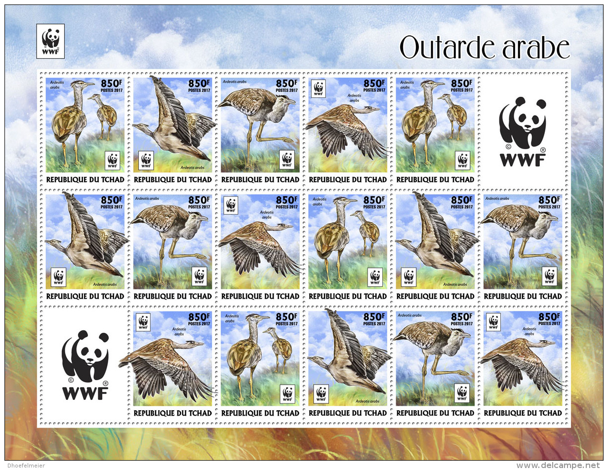 CHAD 2017 ** WWF Outarde Arabe Birds Vögel Oiseaux M/S III - OFFICIAL ISSUE - DH1736 - Other & Unclassified