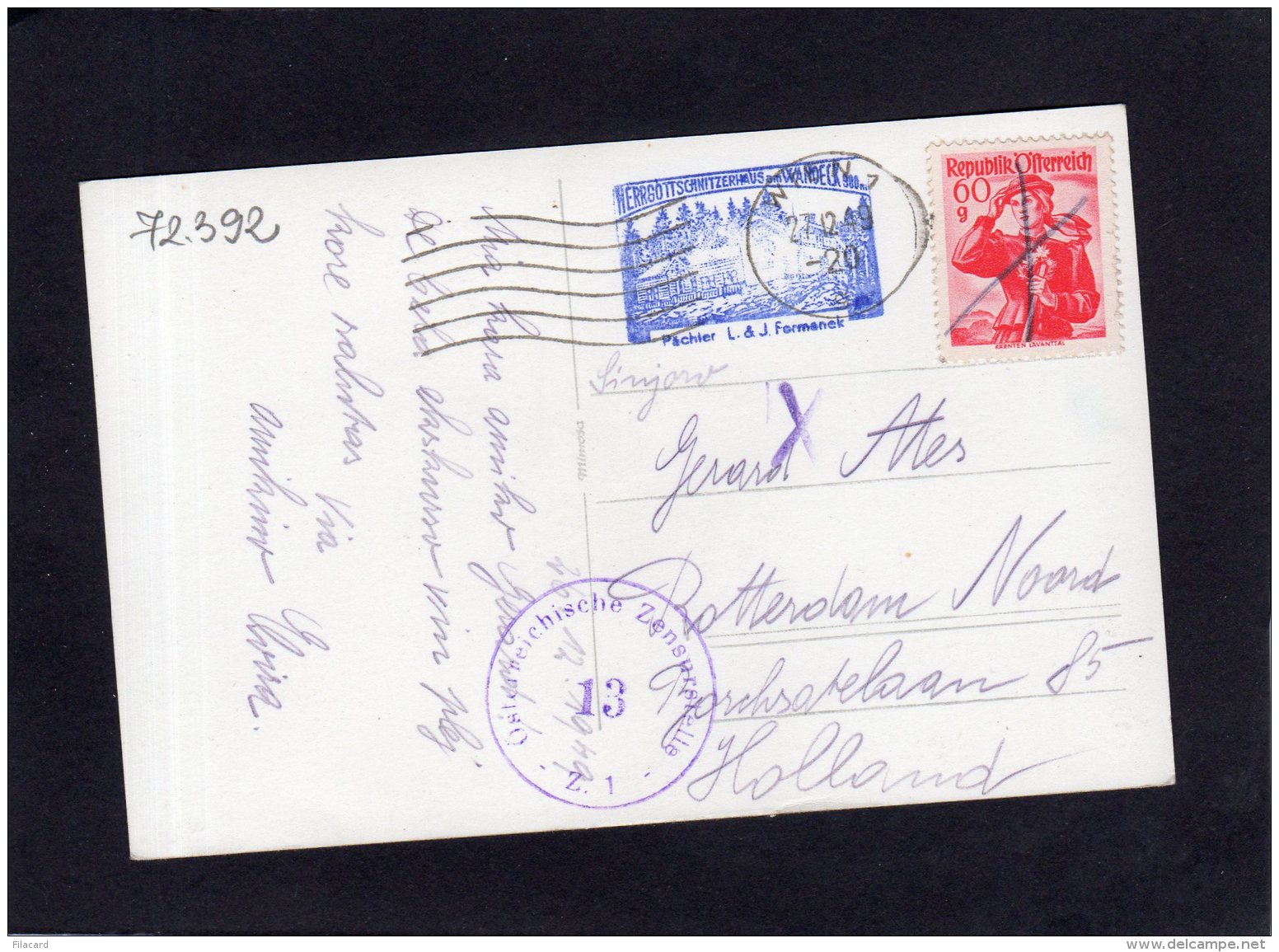 72392    Austria,   Herrgottschnitzerhaus Am  Wandeck,  Hohe  Wand,  N. Ost.,  VG  1949 - Wiener Neustadt