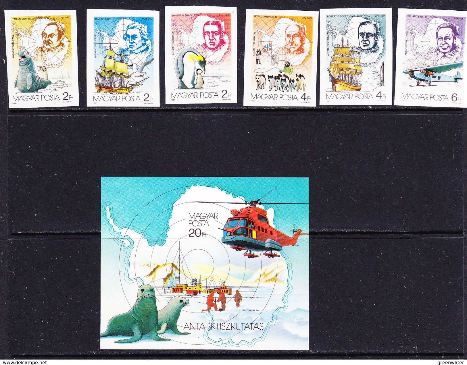 Hungary 1987 Antarctica 6v + M/s IMPERFORATED ** Mnh (ANT101) - Andere & Zonder Classificatie