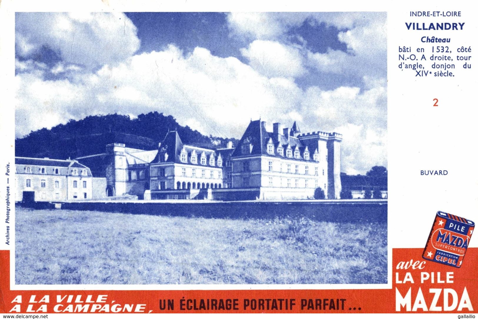 BUVARD PILE MAZDA VILLANDRY CHATEAU - Piles