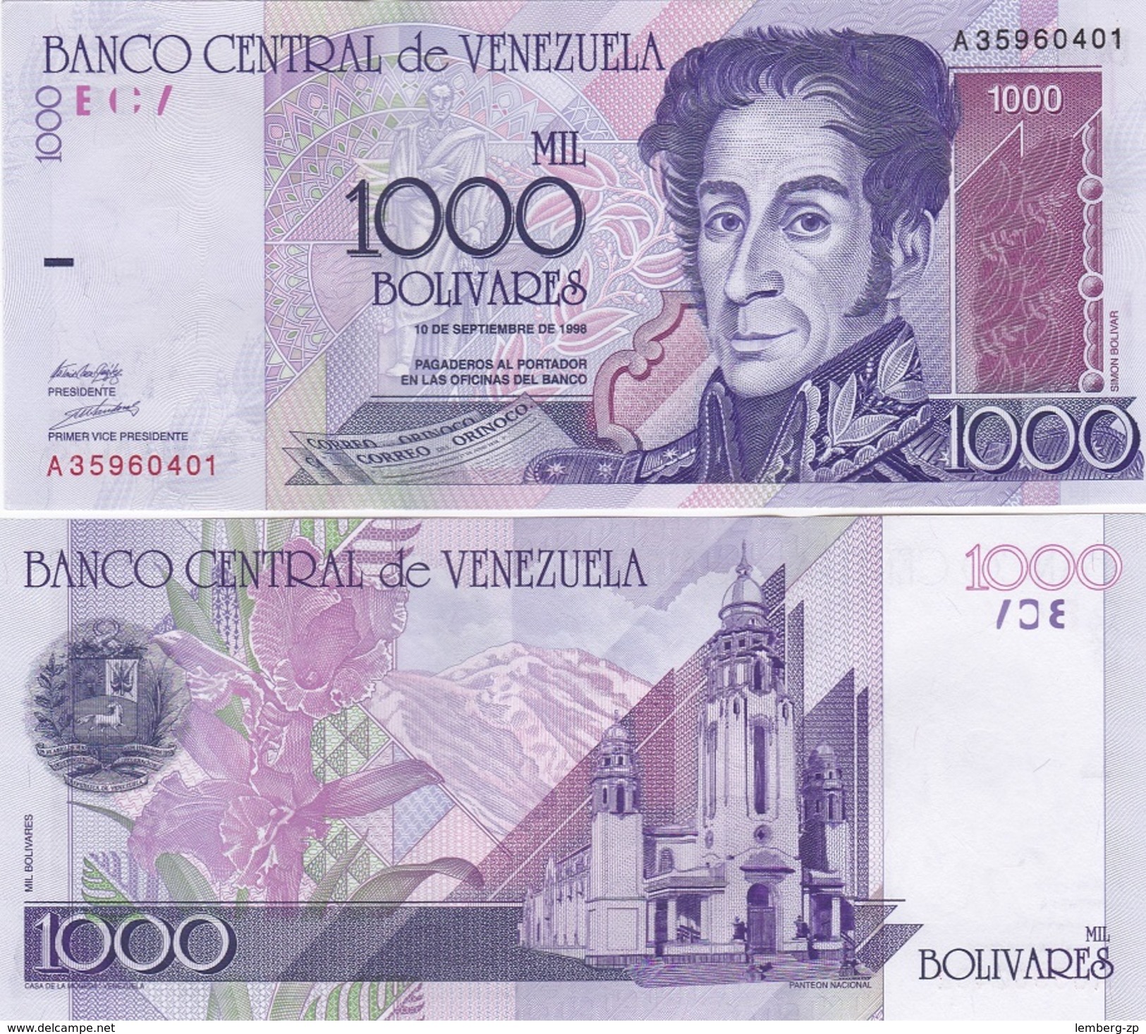Venezuela - 1000 Bolivares 10.09. 1998 UNC Lemberg-Zp - Venezuela