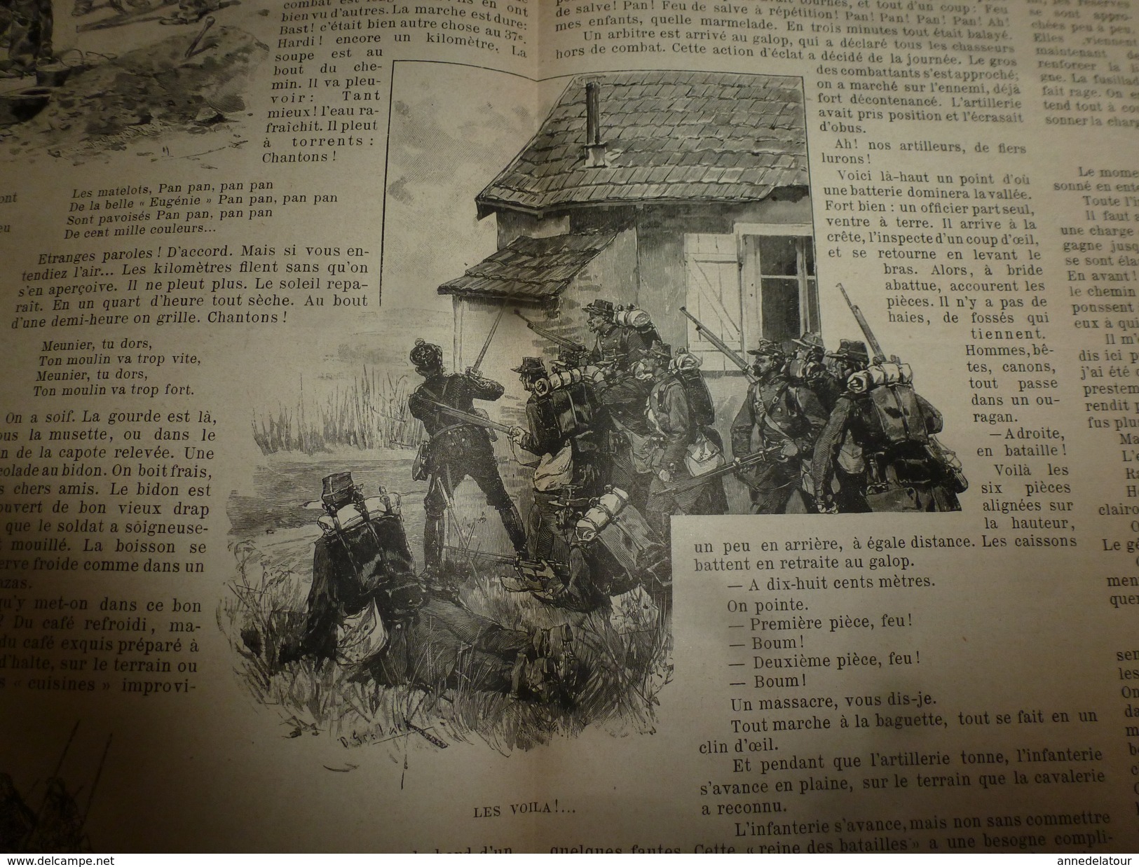 1893 LF :Gravures ,Les GRANDES MANOEUVRES (Ballon militaire,Le café sur terrain,La charge);Pour trouver le bonheur;etc