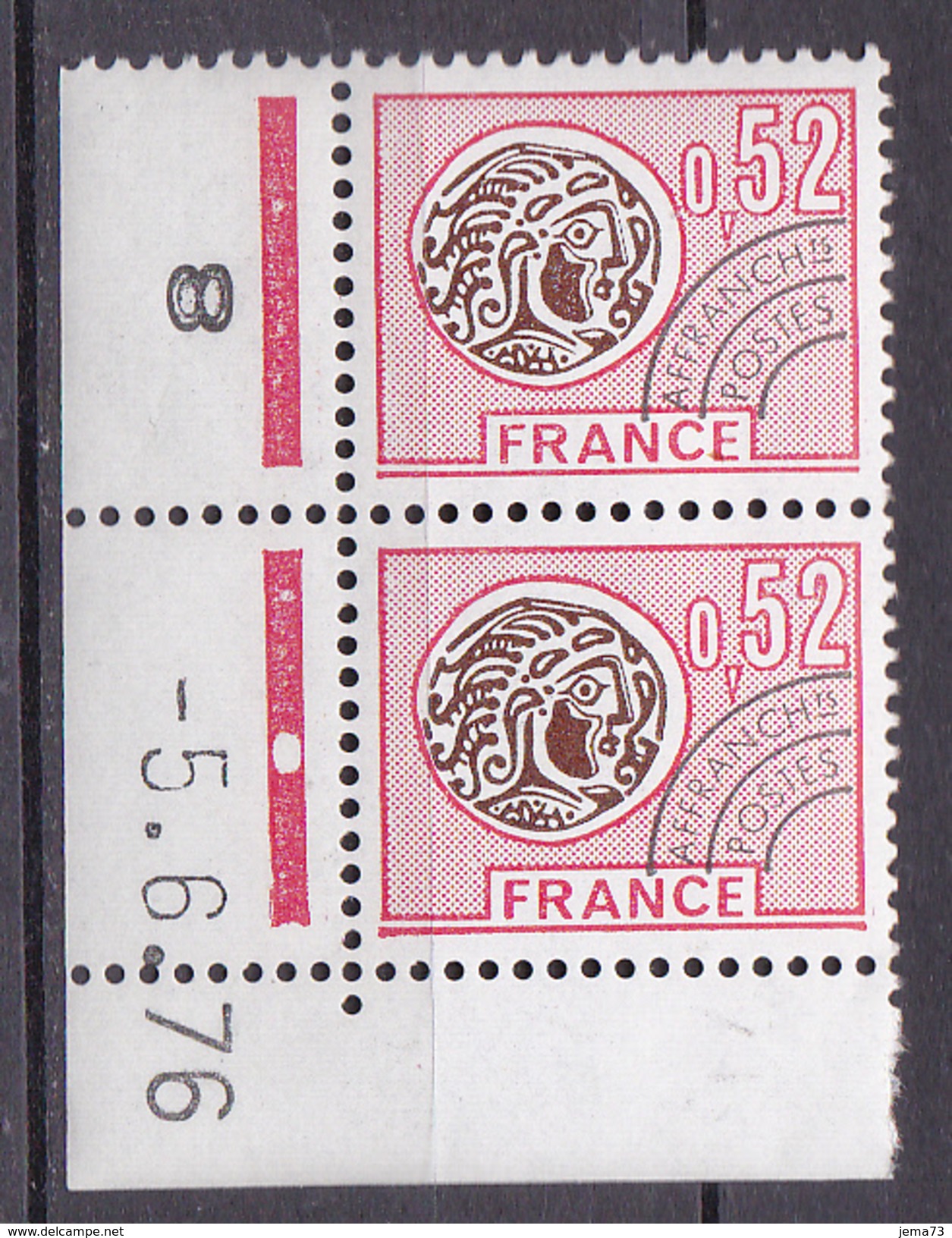 N° 139  Préoblitérés  Type Monnaie Gauloise: 1 Paire Coins Datés 5.6.76 - Precancels