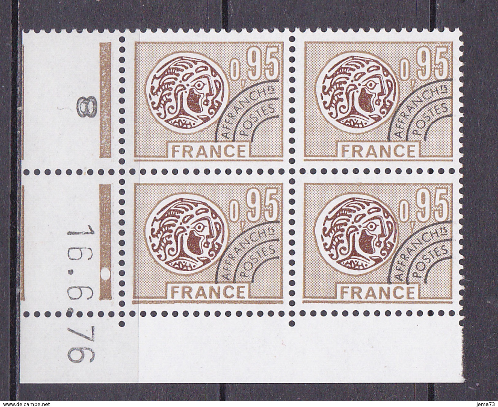 N° 143  Préoblitérés  Type Monnaie Gauloise: Bloc  Coins Datés 16.6.76 - Precancels