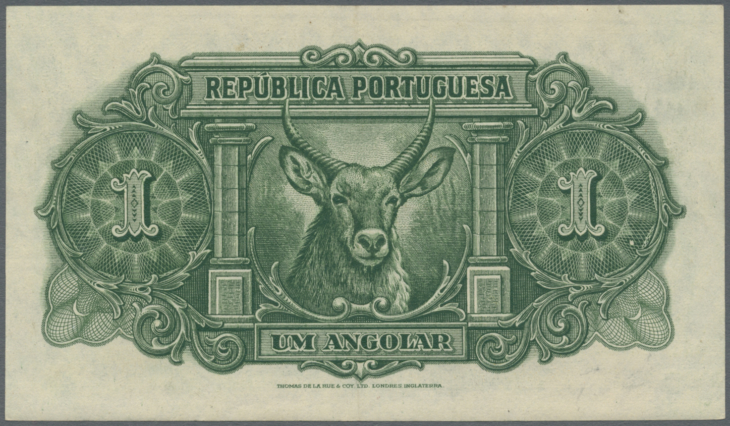 00024 Angola: 1 Angolar 1942 P. 68, Light Center Bend, Crisp Original Paper, Condition: XF+. - Angola