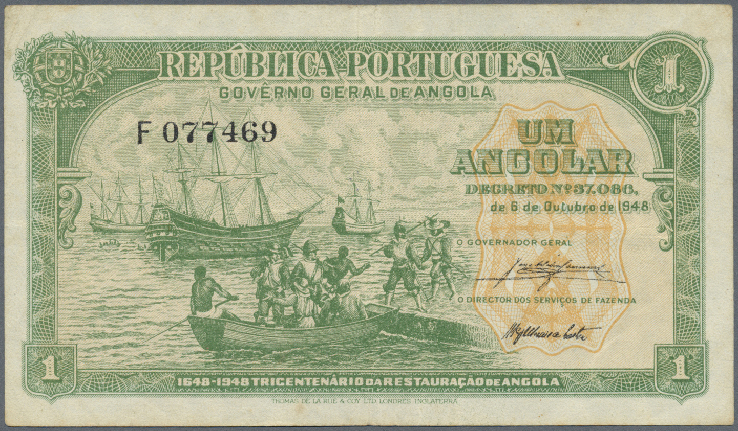 00027 Angola: 1 Angola 1948 P. 70, Used With Folds In Condition: F+. - Angola