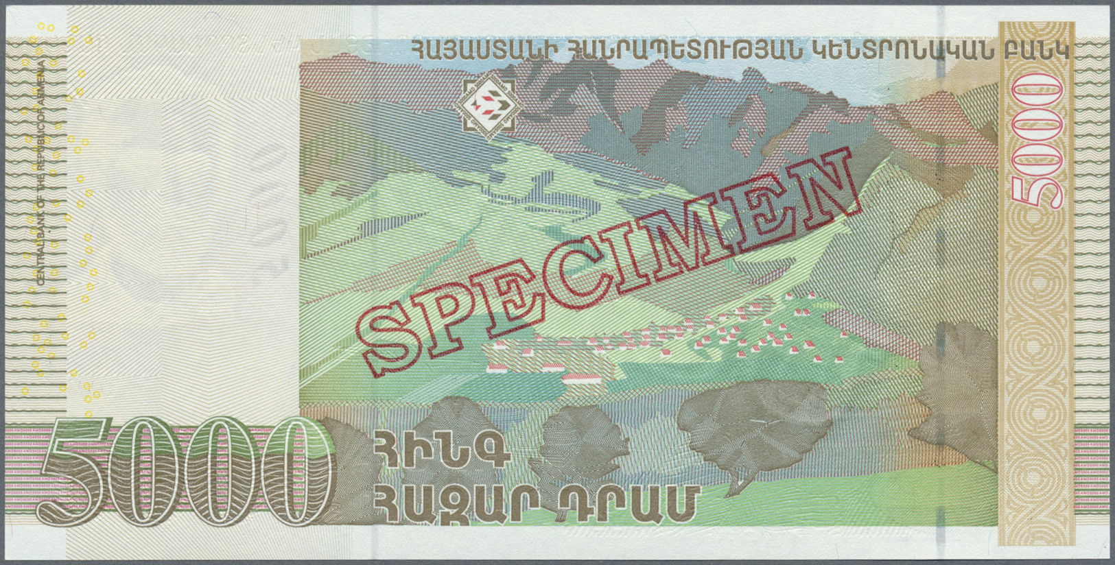 00050 Armenia / Armenien: Central Bank Of The Republic Of Armenia 5000 Dram 2003 SPECIMEN, P.51s, With Red Overprint "Sp - Armenia