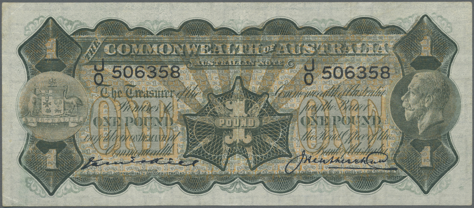 00065 Australia / Australien: 1 Pound ND P. 16b, Vertical Folds, Pressed, Still Strong Paper And Nice Colors, No Holes O - Other & Unclassified