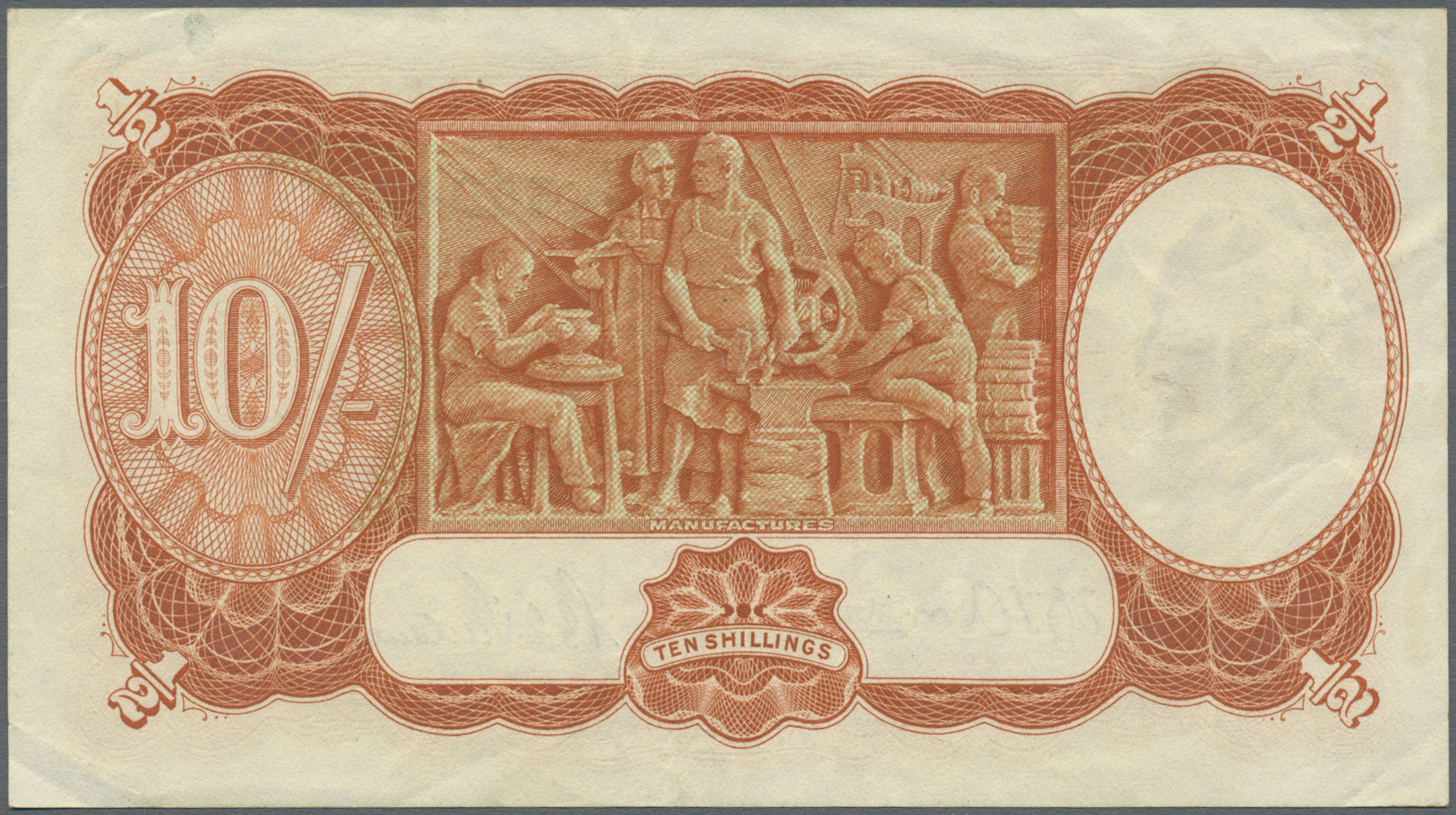 00066 Australia / Australien: 10 Shillings ND(1942) P. 25b, Creases In Paper, Condition: VF+. - Other & Unclassified