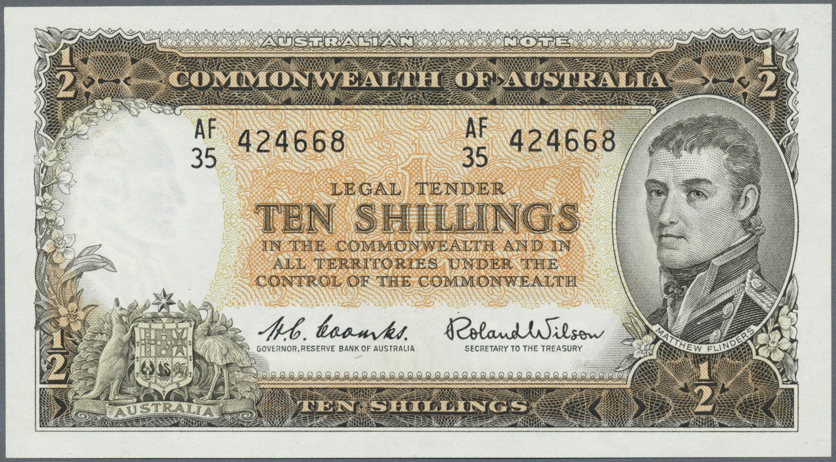 00073 Australia / Australien: Set Of 2 Notes 10 Shillings ND KG VI, One Pressed (VF) And One In Condition AUNC, Nice Set - Other & Unclassified