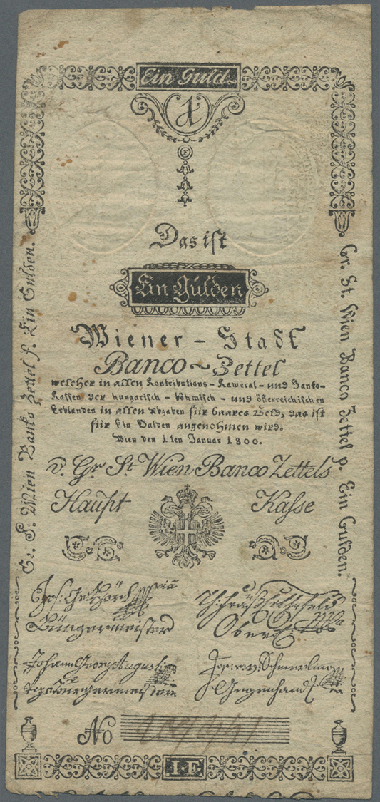 00088 Austria / Österreich: Wiener Stadt-Banco Zettel, Pair With 1 And 2 Gulden 1800, P.A29a, A30a, Both Worn Condition - Austria