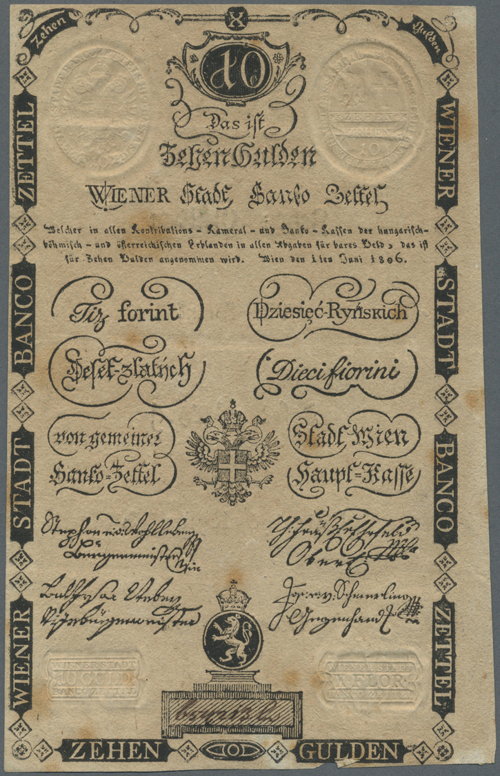 00098 Austria / Österreich: Wiener Stadt-Banco Zettel, Pair With 5 And 10 Gulden 1806, P.A38a, A39a. 5 Gulden In Worn Co - Austria