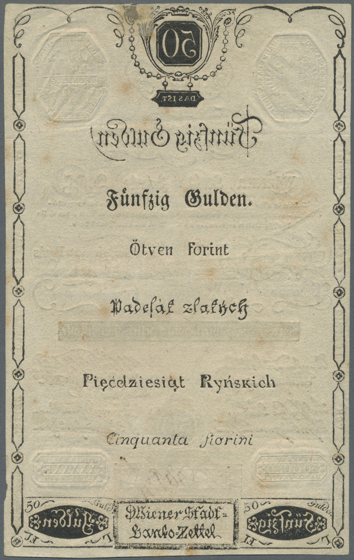 00101 Austria / Österreich: Wiener Stadt-Banco Zettel 50 Gulden 1806, P.A41a, Rare Note In Nice Condition With A Few Min - Austria