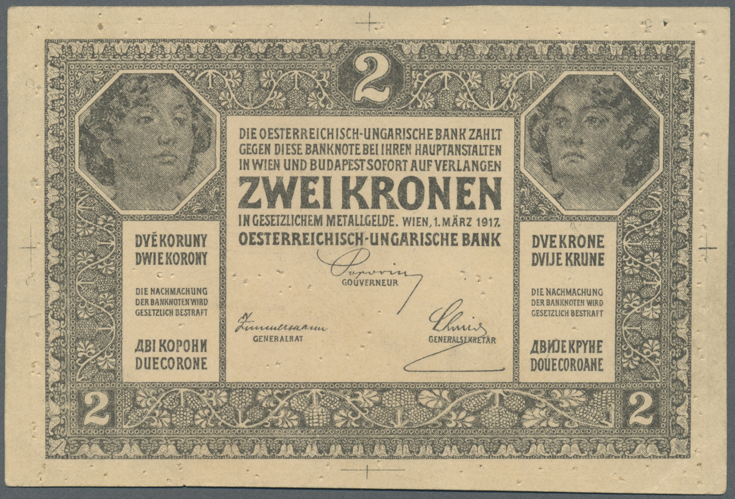 00173 Austria / Österreich: Pair With Two Progressive Proof Prints For The 2 Kronen Oesterreichisch-ungarische Bank / Os - Austria