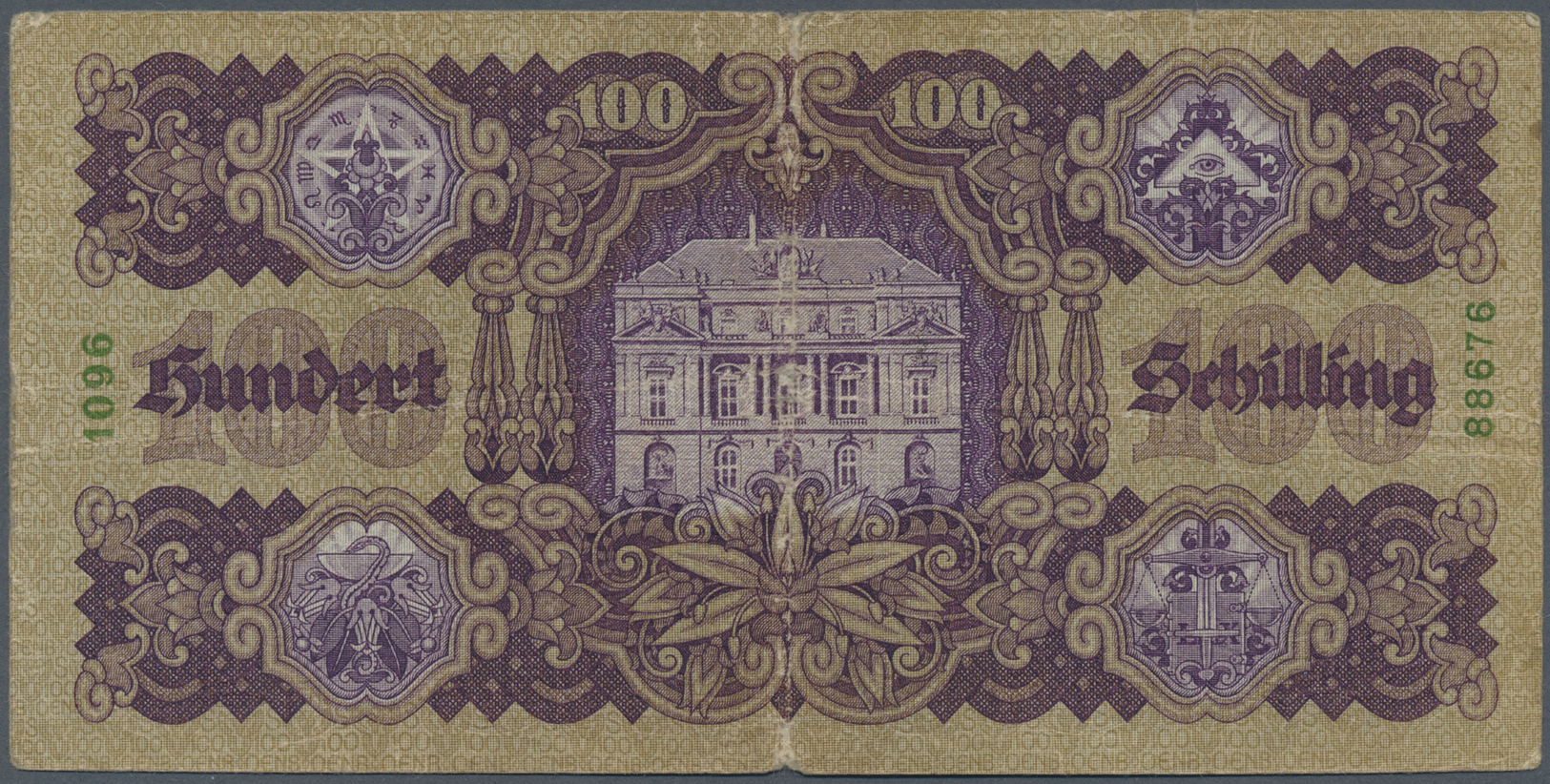 00185 Austria / Österreich: 100 Schilling 1927 P. 97, Used With Stronger Center Fold, Center Hole, Borders A Bit Worn In - Austria