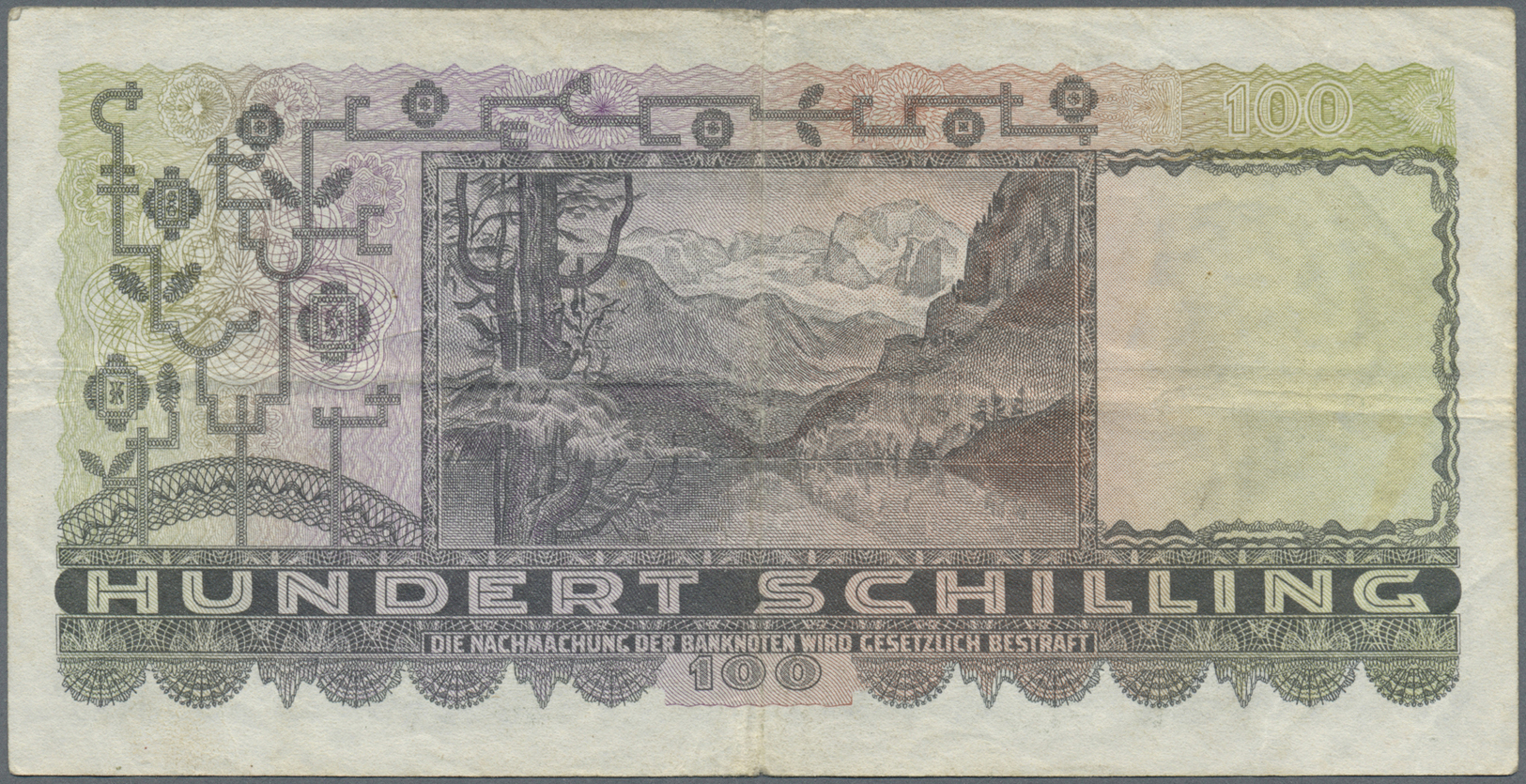 00190 Austria / Österreich: 100 Schilling 1947, P.124, Stained Paper With Several Folds And Tiny Tears At Upper And Lowe - Austria