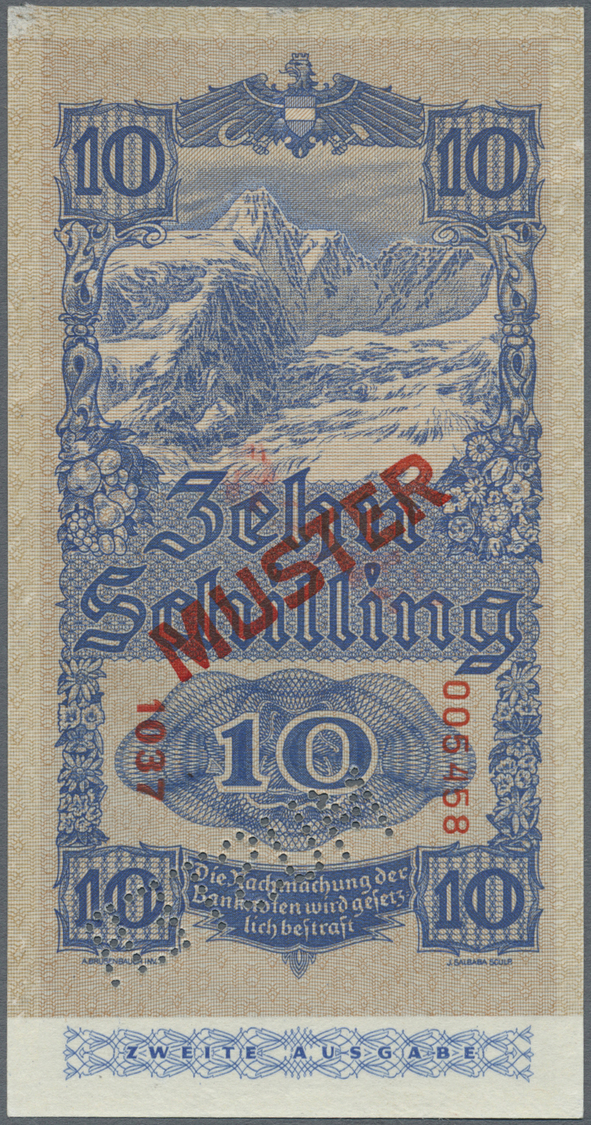 00199 Austria / Österreich: Austria: 10 Schilling 1945, 2nd Issue (2. Ausgabe) Specimen P. 225s, With "Muster" Overprint - Austria