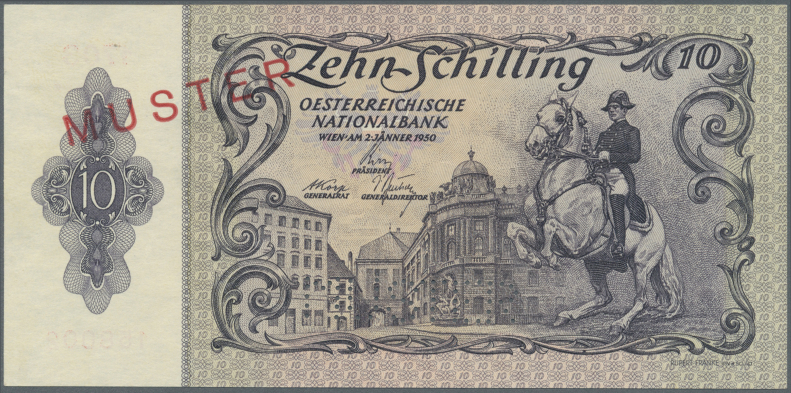 00200 Austria / Österreich: Rare High Value Set Of 20 Specimen Banknotes From Austria Containing The Following Notes: 50 - Austria