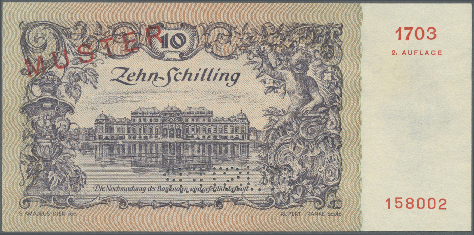 00200 Austria / Österreich: Rare High Value Set Of 20 Specimen Banknotes From Austria Containing The Following Notes: 50 - Austria