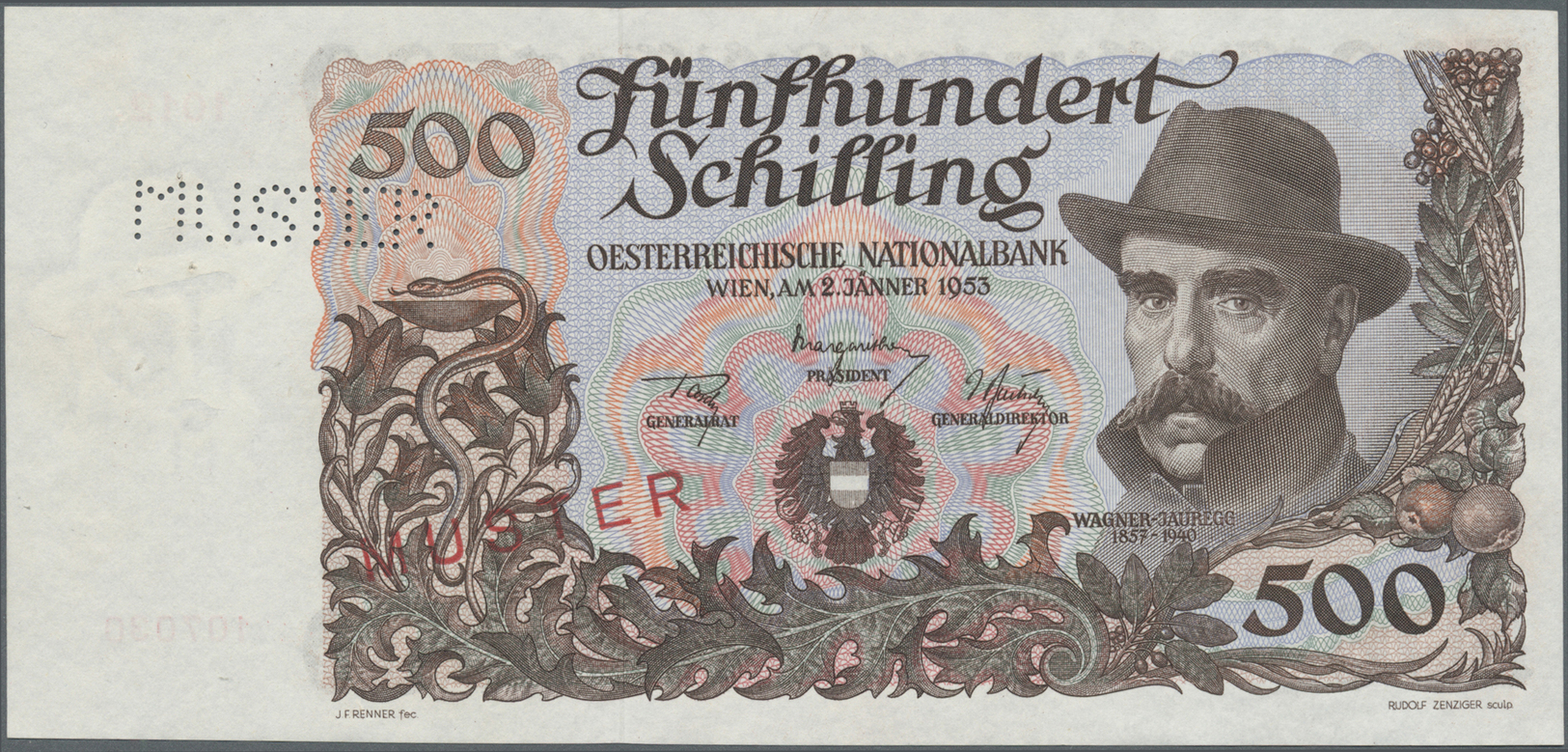 00200 Austria / Österreich: Rare high value set of 20 Specimen banknotes from Austria containing the following notes: 50