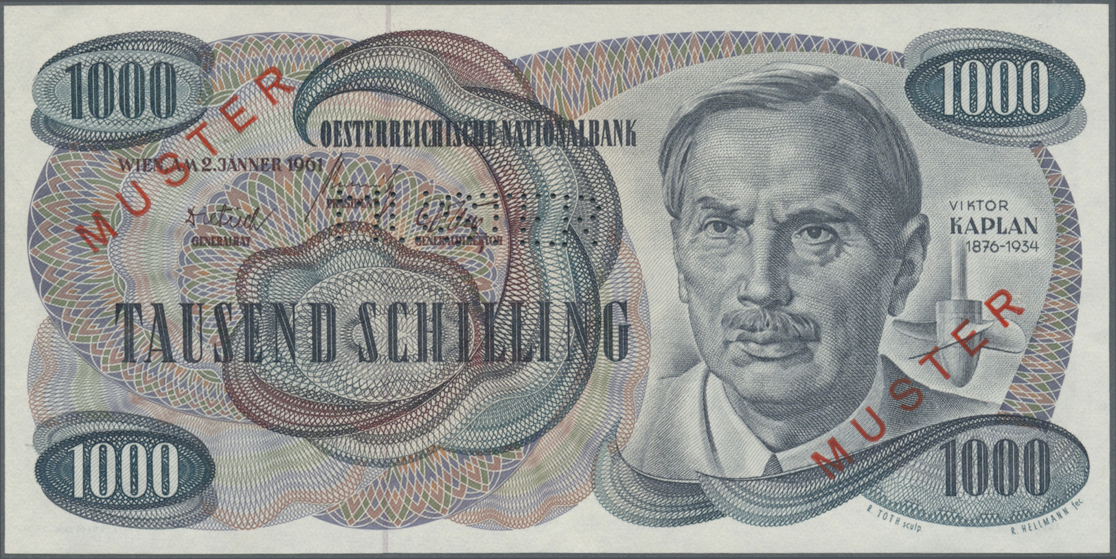 00200 Austria / Österreich: Rare high value set of 20 Specimen banknotes from Austria containing the following notes: 50